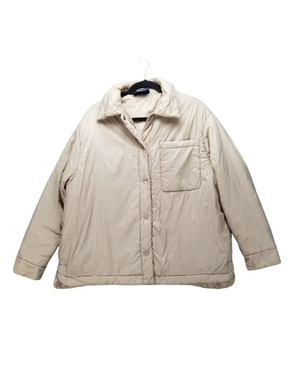 Pull&Bear Jacket Mens Small Tan Retro Style Button Snap Insulated *Read*